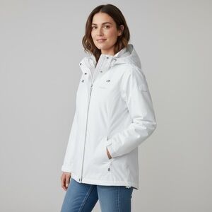 EDDIE BAUER WOMEN’s XL TALL - CRISP WHITE - ZIP FRONT - COTTON BLEND HOODIE
